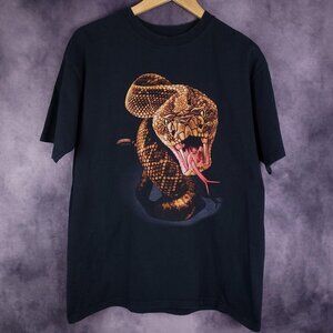 Vintage 90s Y2K rattlesnake shadow red bar Anvil hard shirt